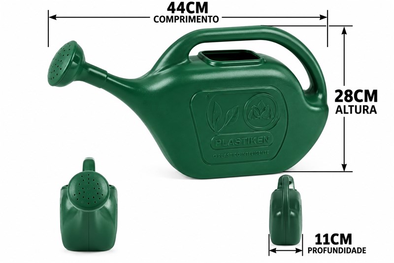 REGADOR  PLASTICO 5L VERDE 44X28X11CM