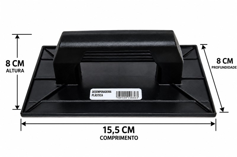 DESEMPENADEIRA PLASTICA 08X16 LISA PRETO 15,5X8X8CM