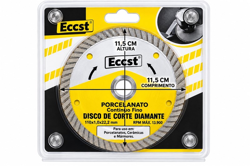 DISCO DE CORTE PORCELANATO 110X1.0 X22.23MM ECAS 11,5X11,5CM