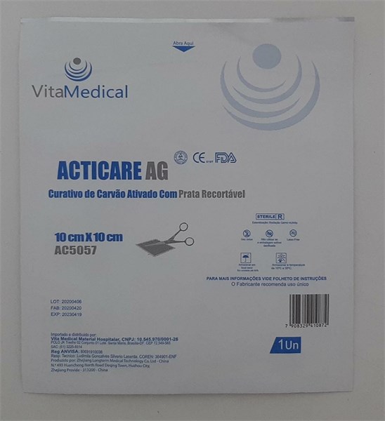 CURATIVO CARVAO ATIVADO COM PRATA 10,5 X 10,5 CM