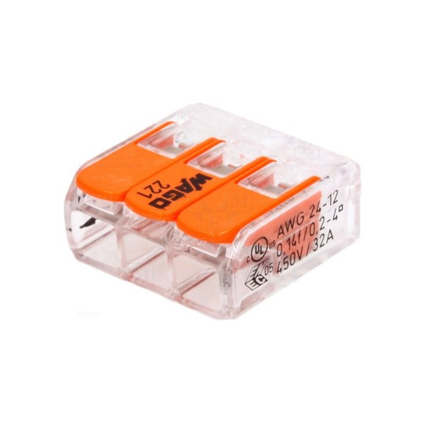 Conector Wago 3 Polos 221-413 4mm Unidade