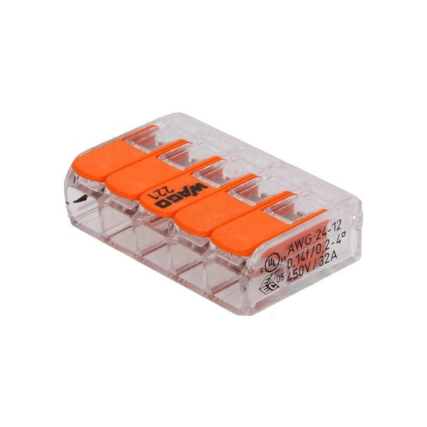 Conector Wago 5 Polos 221-415 4mm Unidade