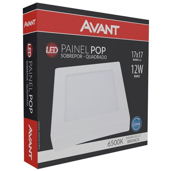 Painel de LED 12W Quadrado Sobr. 17x17 6500K