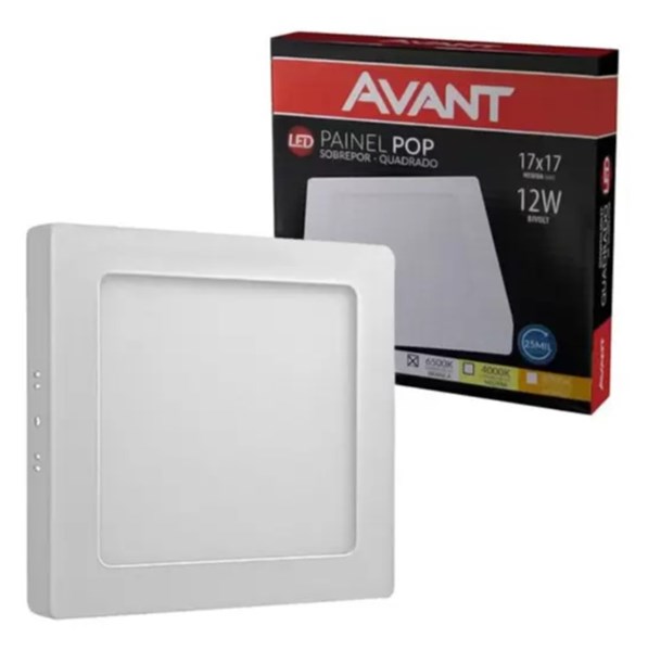 Painel de LED 12W Quadrado Sobr. 17x17 6500K