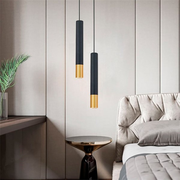 PENDENTE ALUMINIO TUBE 30CM PRETO MR11