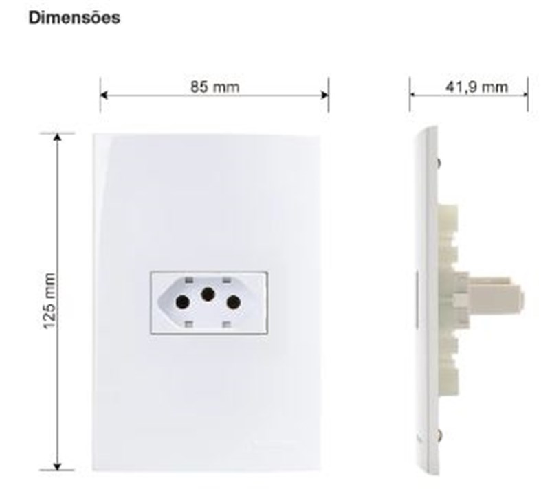 Conjunto 4×2 Tomada 2P+T 20A-250V 4X2 BR Margirius SLEEK