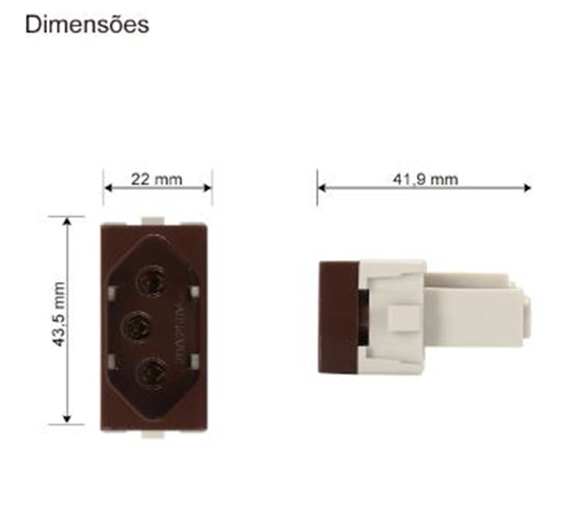 Modulo De Tomada 2P+T 20A-250V MARROM SLEEK