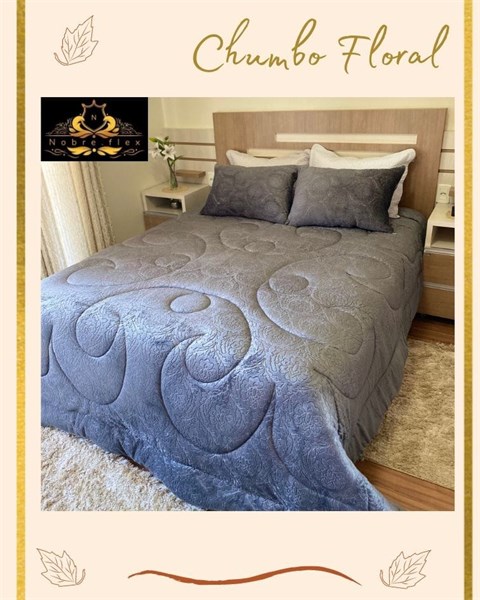 Coberdrom de Plusch Casal Queen - Marrom - Bordado em 3D - Dupla Face - Cobertor Manta