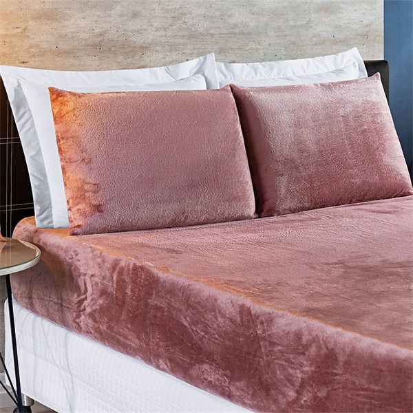 Lençol de Plusch Casal Queen - Lilas- Estampado - Dupla Face - Cobertor Manta