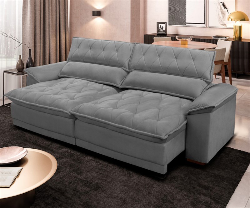 SOFA / ESTOFADO TAYCAN CINZA 02 LUG. 2,50 MT BI-PARTIDO