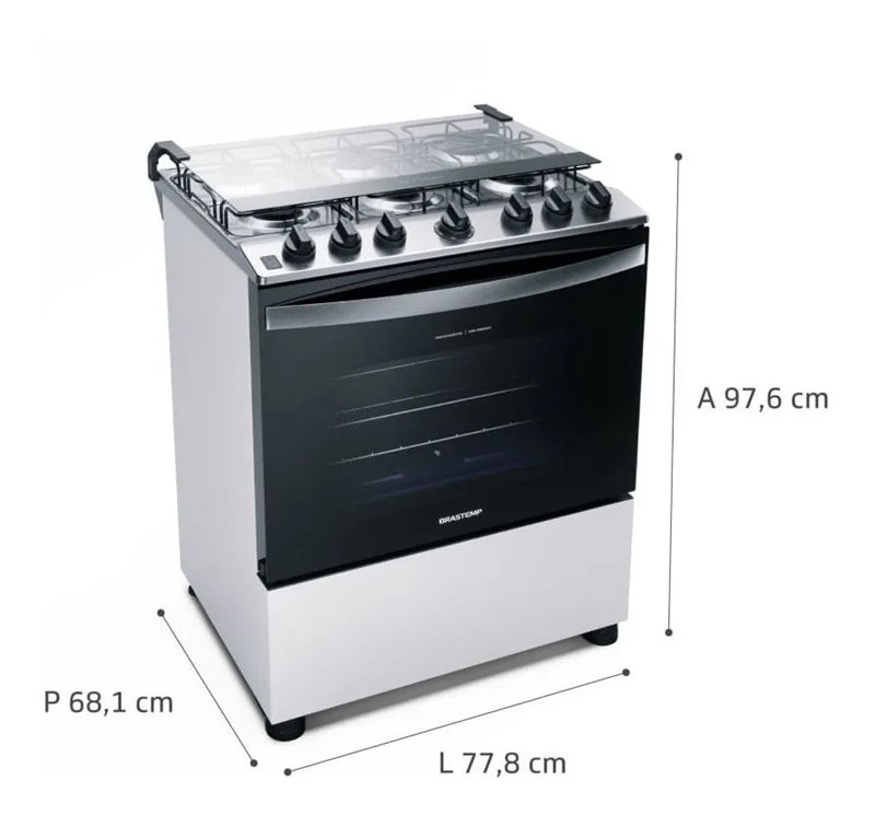Fogão Brastemp 6 Bocas Branco - Bivolt Automático 6 Queimadores potente