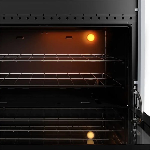 Fogão Mueller 5 bocas Branco com Mesa de Vidro e grades de ferro fundido