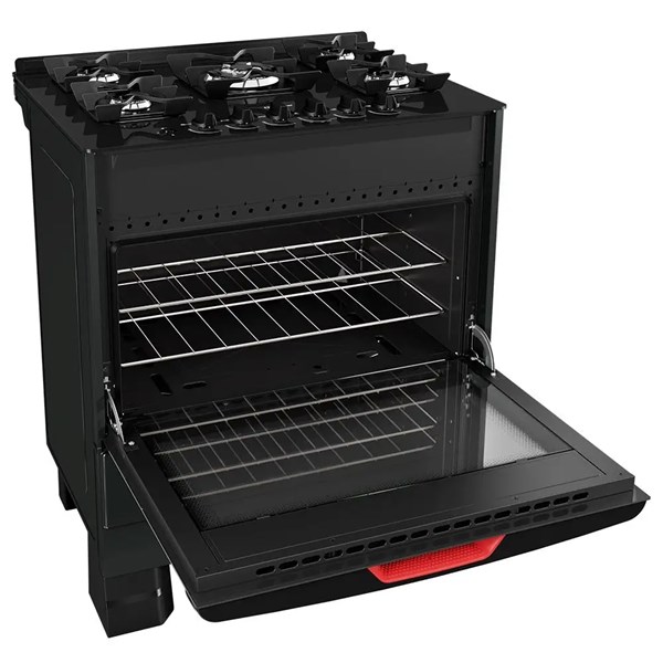 Fogão Mueller 5 Bocas MFV5BF Preto Fosco: Design Profissional e Potência Extrema