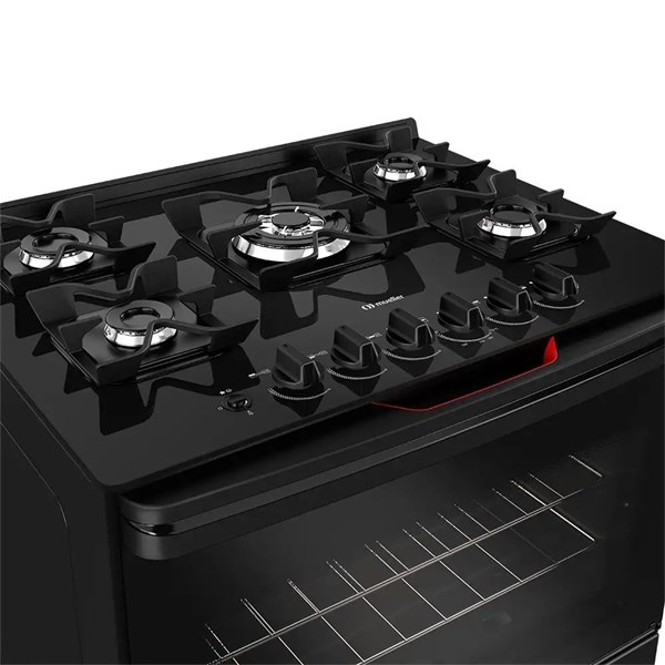Fogão Mueller 5 Bocas MFV5BF Preto Fosco: Design Profissional e Potência Extrema