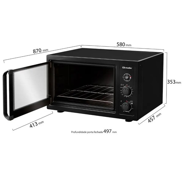 Forno Elétrico de Bancada Mueller 50 Litros (Preto) 220 V