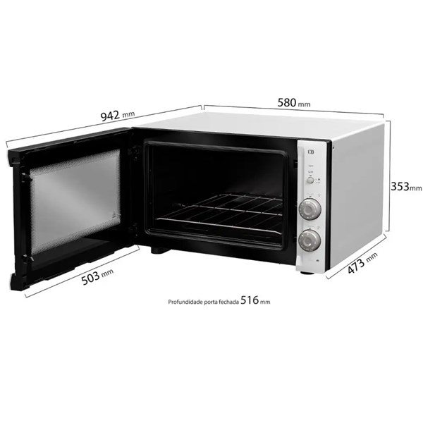 Forno Elétrico de Bancada Mueller 50 Litros Branco (MFB50F) 220 V