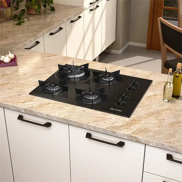 Cooktop Mueller 4 Bocas MCG4BC – Potência Tripla Chama e Design em Vidro