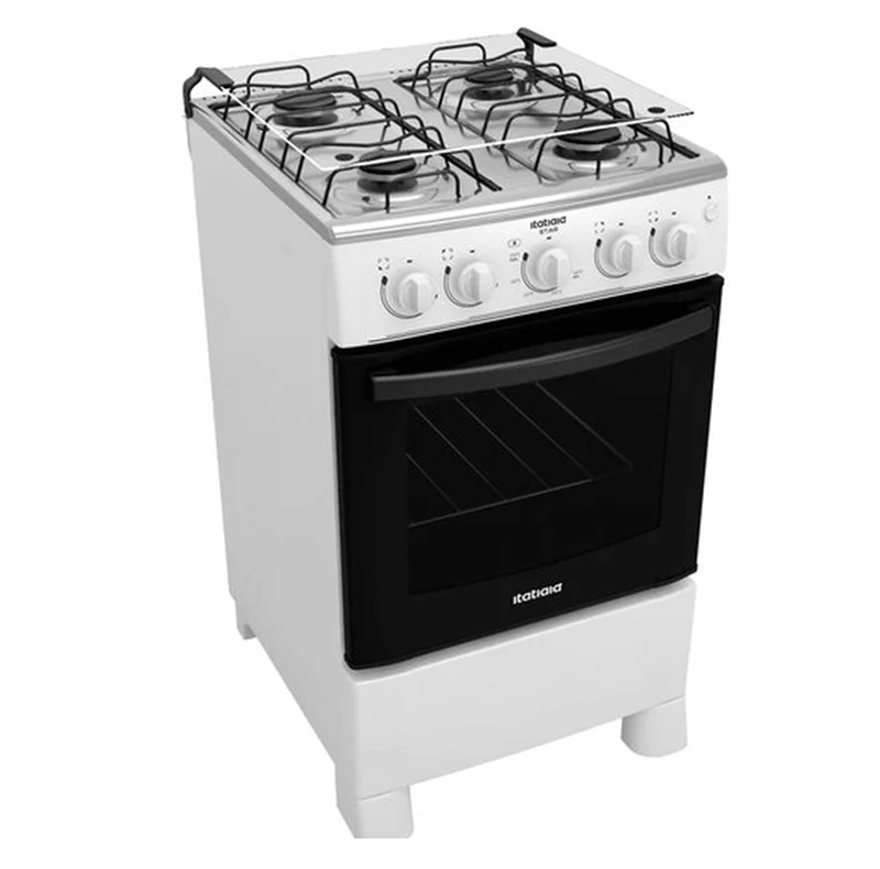 Fogão De Piso Atlas 4 Bocas Com Mesa Inox Coliseum Plus Branco - Bivolt