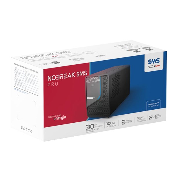 No-Break SMS Pro 700VA Entrada Bivolt e Saída Bivolt Wi-Fi 1 Bateria - 29400