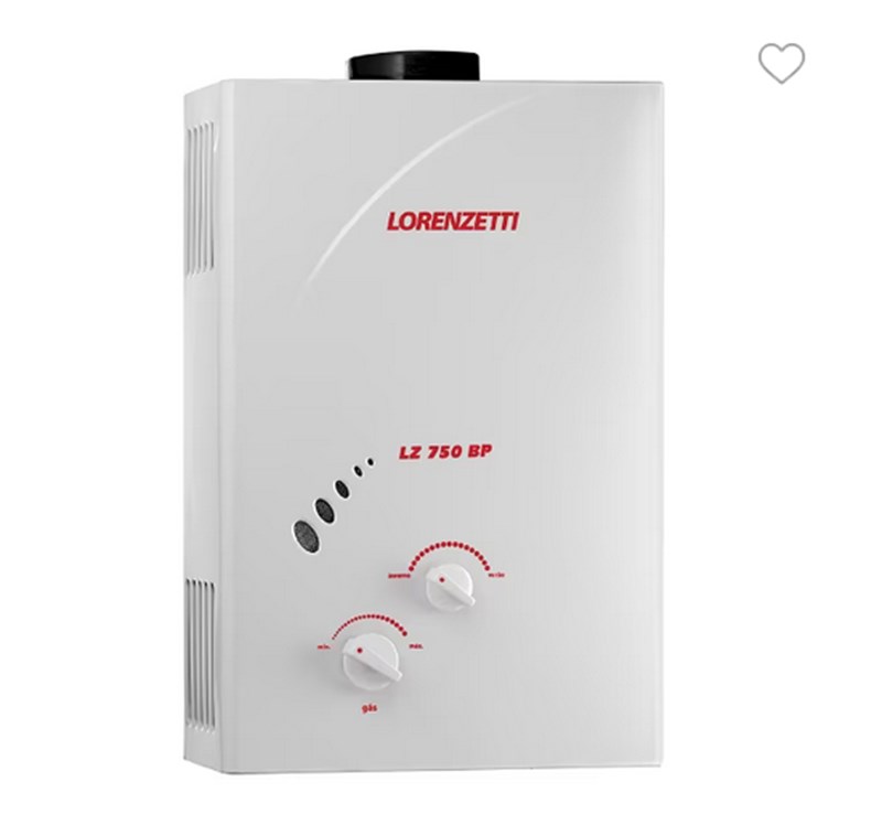 Aquecedor de Água a Gás Lorenzetti Mecânico 7 Litros Branco (Gás Liquefeito de Petróleo) LZ 750BP Bivolt