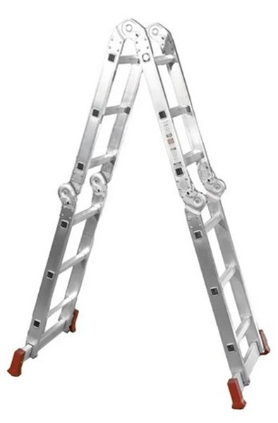 Escada de alumínio multifuncional 4 x 3 com 12 degraus