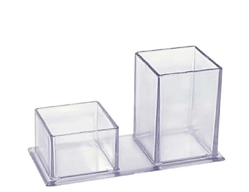 Porta Caneta e Clips Duplo Cristal