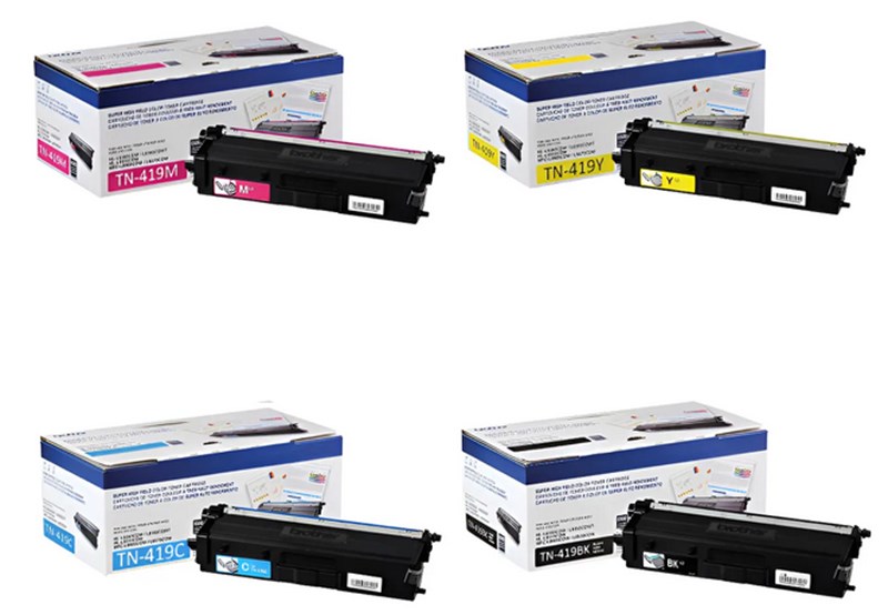KIt Toner Tn419 Compativel Brother Cor Preto Ciano Magenta Amarelo