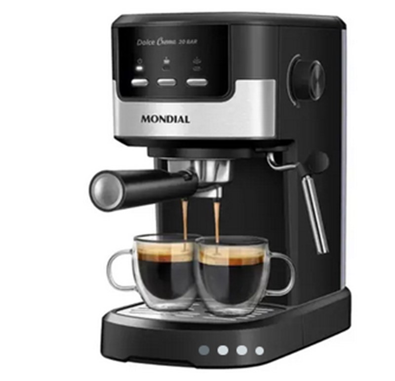 Cafeteira Espresso Dolce Crema 20 Bar Mondial Preto e Inox 127V