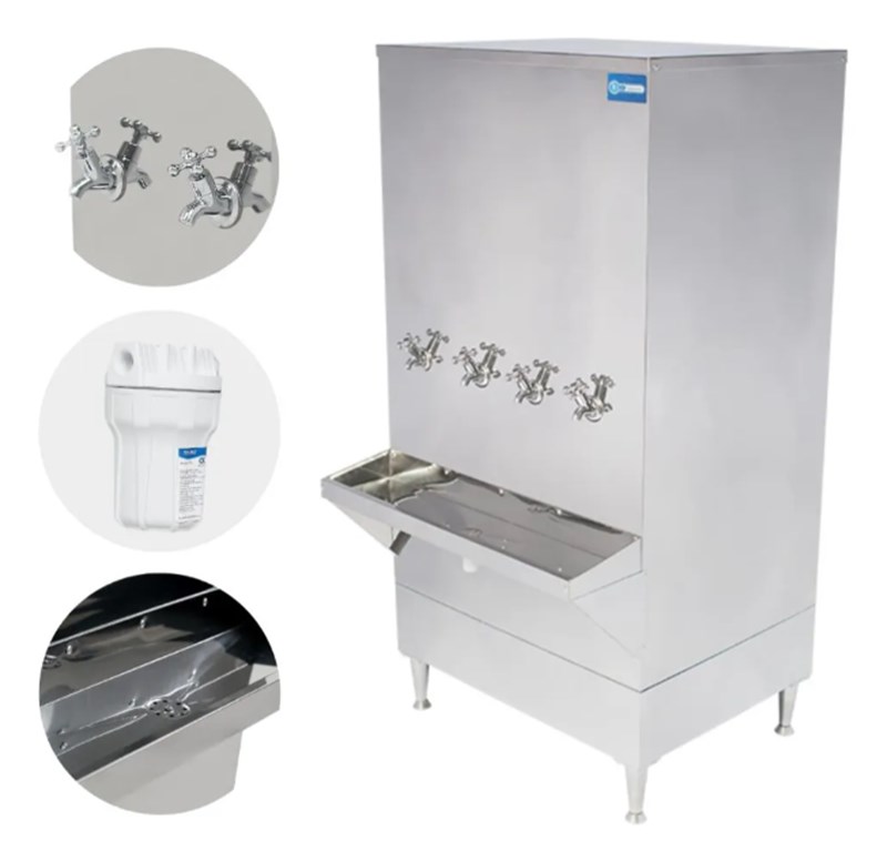 Bebedouro Industrial Inox 200 Litros 4 Torneiras - 220V