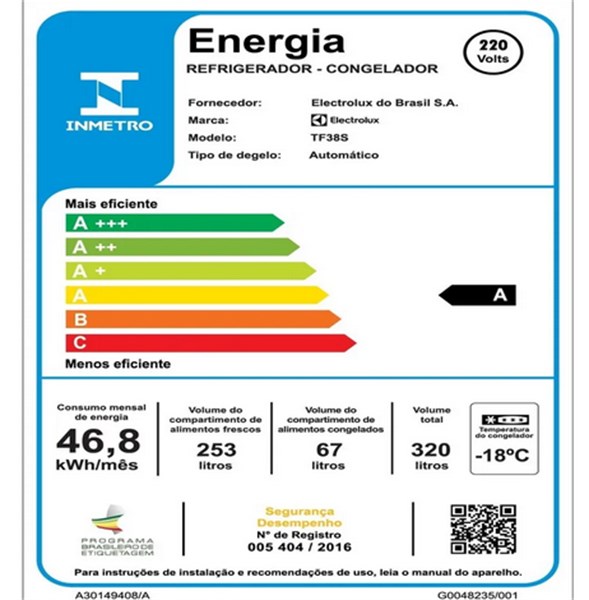 Geladeira Electrolux Frost Free 310L Duplex Cor Inox TF39S 110V