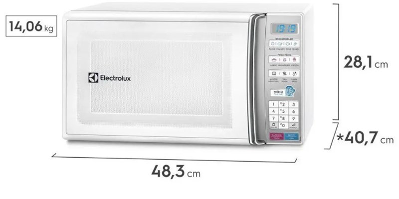 Micro-ondas Electrolux 27L Branco com 55 receitas pré-programadas e Função Tira Odor-MB37R - 220V