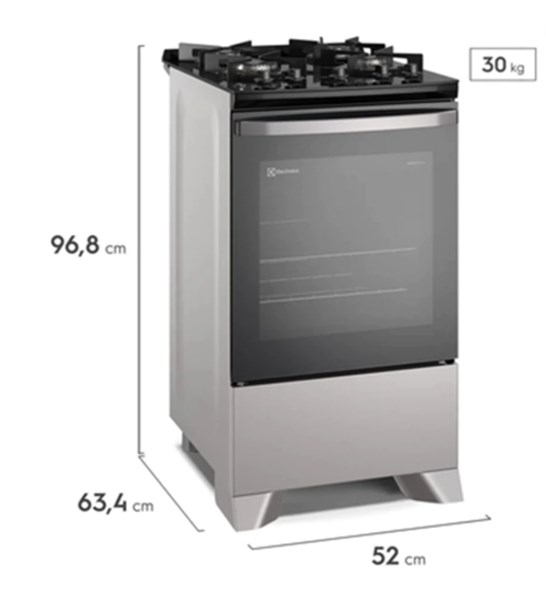 Fogão Electrolux 4 Bocas Efficient Com Perfectcook Prata (fe4gs) Bivolt