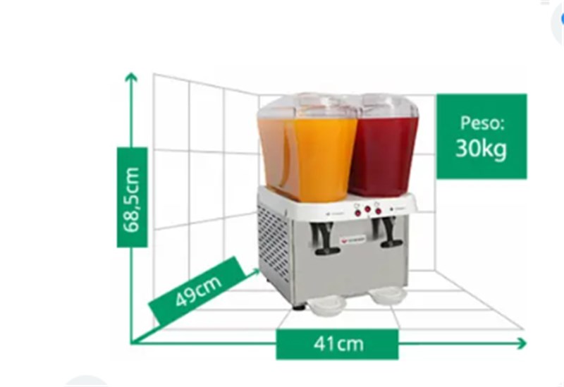 Refresqueira 2 Reservatórios 16L Inox - 220V - Venâncio - RV216