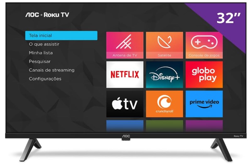 Smart TV AOC 32" LED HD ROKU, HDMI, USB, Conexão Wi-Fi