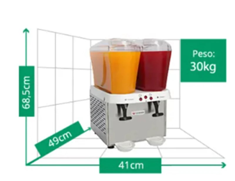 Refresqueira 2 Reservatórios 16L Inox - 220V - Venâncio - RV216