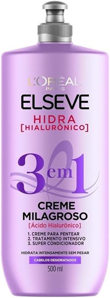 CREME PARA PENTEAR ELSEVE HIALURONICO 3EM1 500ML