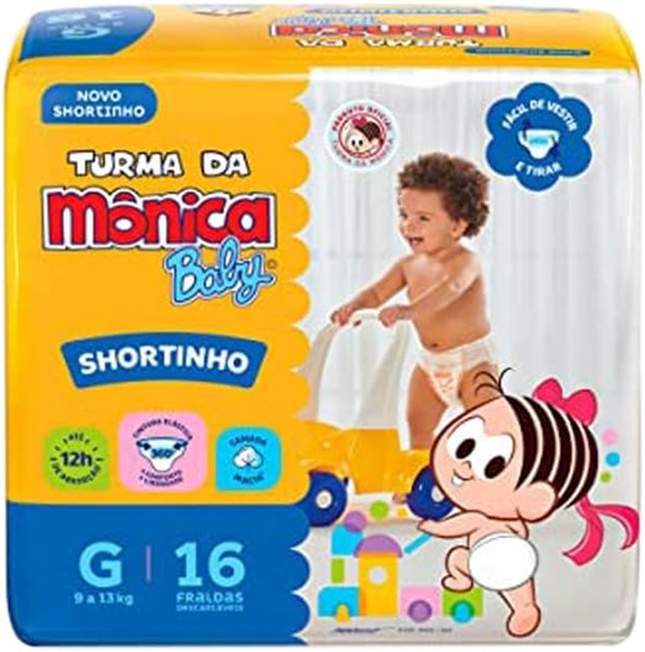 FRALDA TURMA DA MÔNICA BABY JUMBINHO G 16 UNIDADES