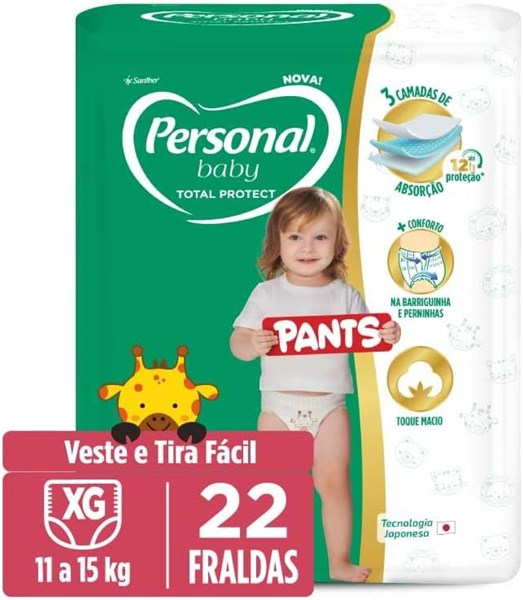 FRALDA PERSONAL PANTS SHORT XG 22 UNIDADES