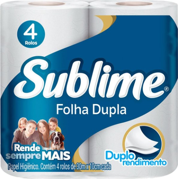 PAPEL HIGIÊNICO SUBLIME NEUTRO FOLHA DUPLA 4 ROLOS
