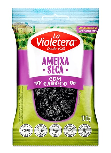 AMEIXA LA VIOLETERA SECA COM CAROÇO 100G