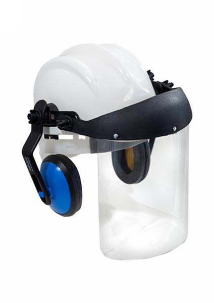 ACOPLADO CAPACETE PLT CINZA + PROT.AUDITIVO MEIA HASTE + PROT. FACIAL INCOLOR - PLASTCOR