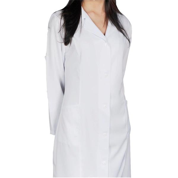 JALECO GABARDINE BRANCO FEMININO GOLA PADRE MANGA LONGA C/PUNHO