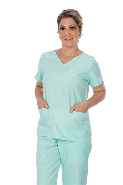 PIJAMA CIRÚRGICO GABARDINE VERDE BB FEMININO - GOLA V