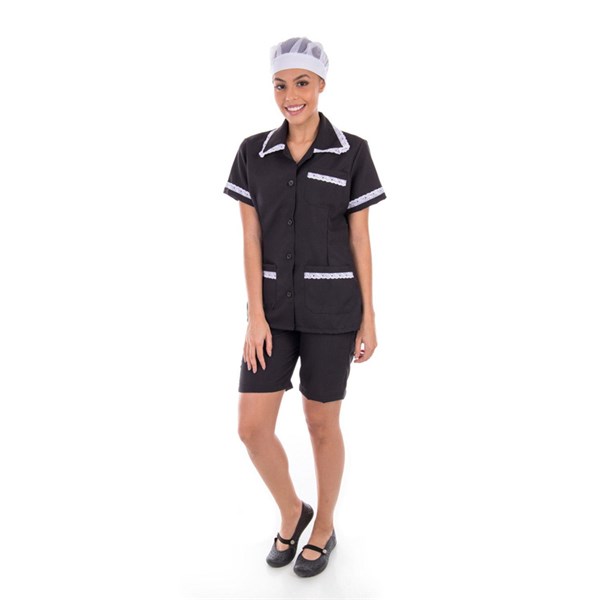 CONJUNTO COPEIRA FEMININO ALGODÃO C/ BERMUDA PRETO