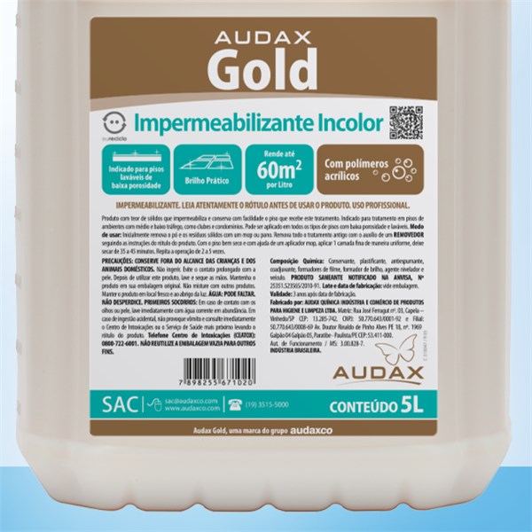 Cera Líquida Impermeabilizante Antiderrapante Incolor 5L | Gold Audax