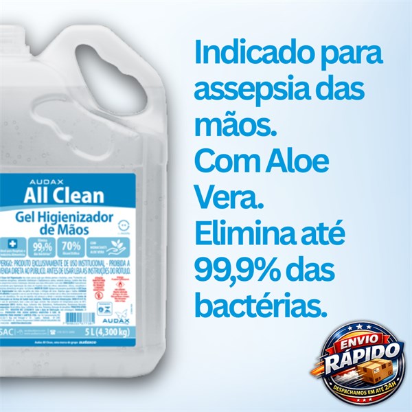 Álcool em Gel 70° Antisséptico 5L | All Clean Audax