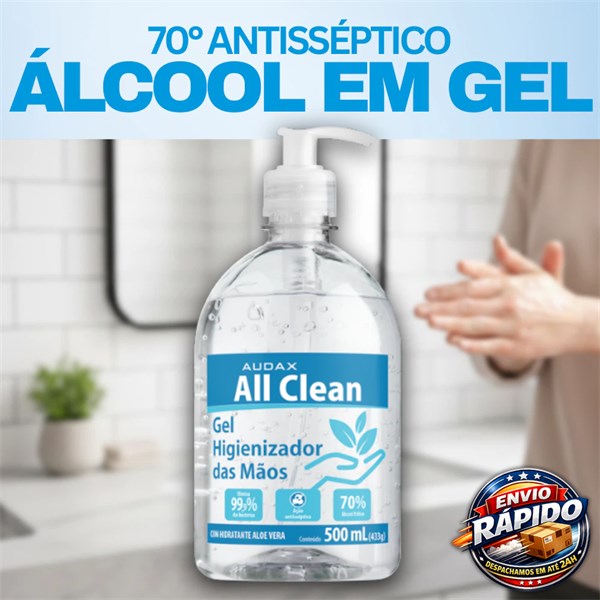 Álcool em Gel 70° Antisséptico com Válvula Pump 500ml | All Clean Audax