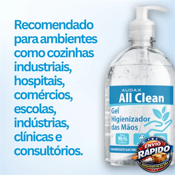 Álcool em Gel 70° Antisséptico com Válvula Pump 500ml | All Clean Audax