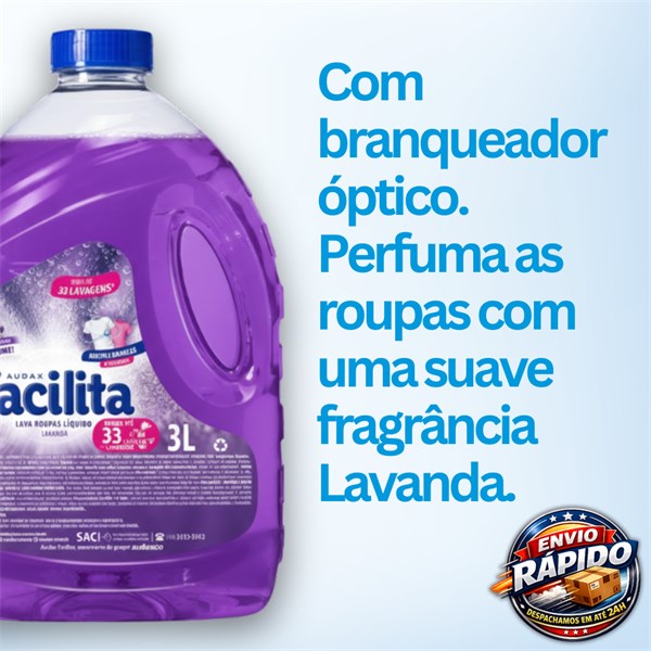Sabão Líquido Lava Roupas Lavanda 3L | Facilita Audax