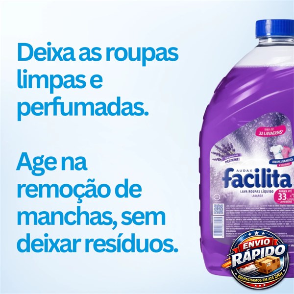Sabão Líquido Lava Roupas Lavanda 3L | Facilita Audax